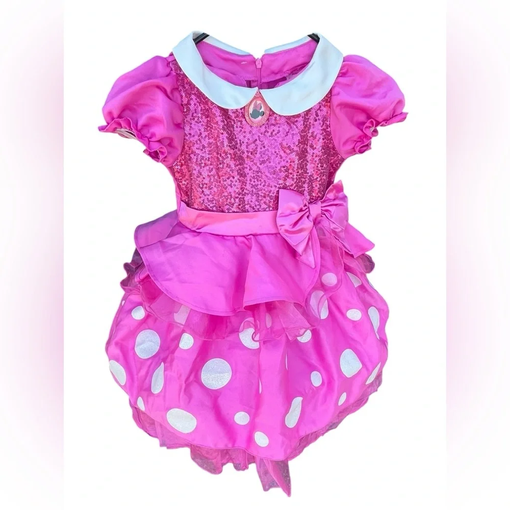 Hostess Pick ☄️ Glittery Pink Polka Dot Kids Disney Minnie Mouse Costume